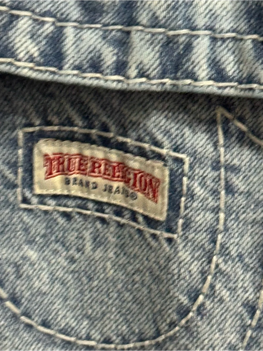 True Religion men’s S Light Blue Denim Overalls W 20” In seam 33”